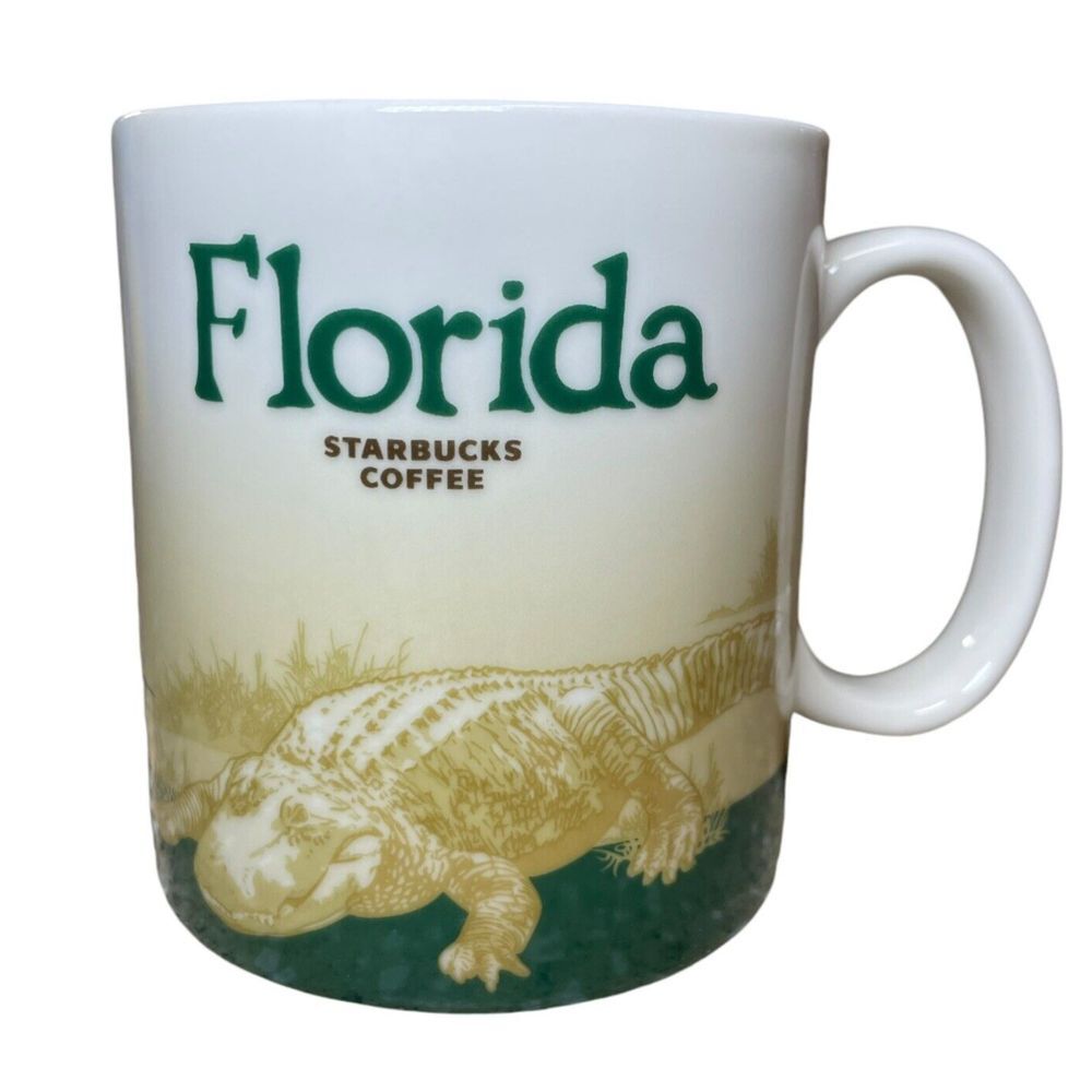 Starbucks 2009 Florida Coffee Mug Cup Collector Series 16oz Alligator Green‎